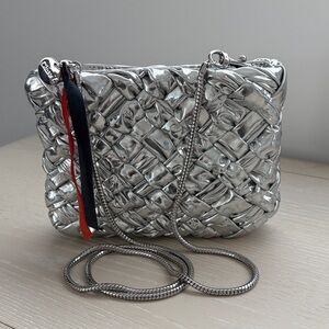 Clare V Silver Woven Crossbody Bag